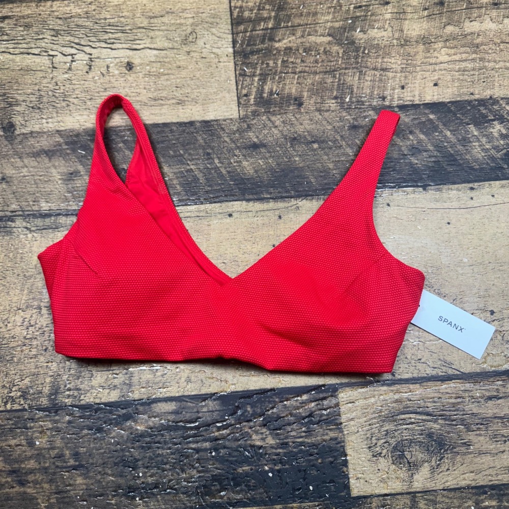 SPANX Red Textured Bikini Top